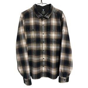 Kuhl Law Flannel Long Sleeve Button Up Shirt Men's XL Brown Plaid Warm Cozy Soft